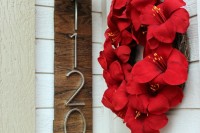 DIY house numbers on stained wood