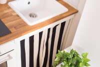 DIY striped sink curtains
