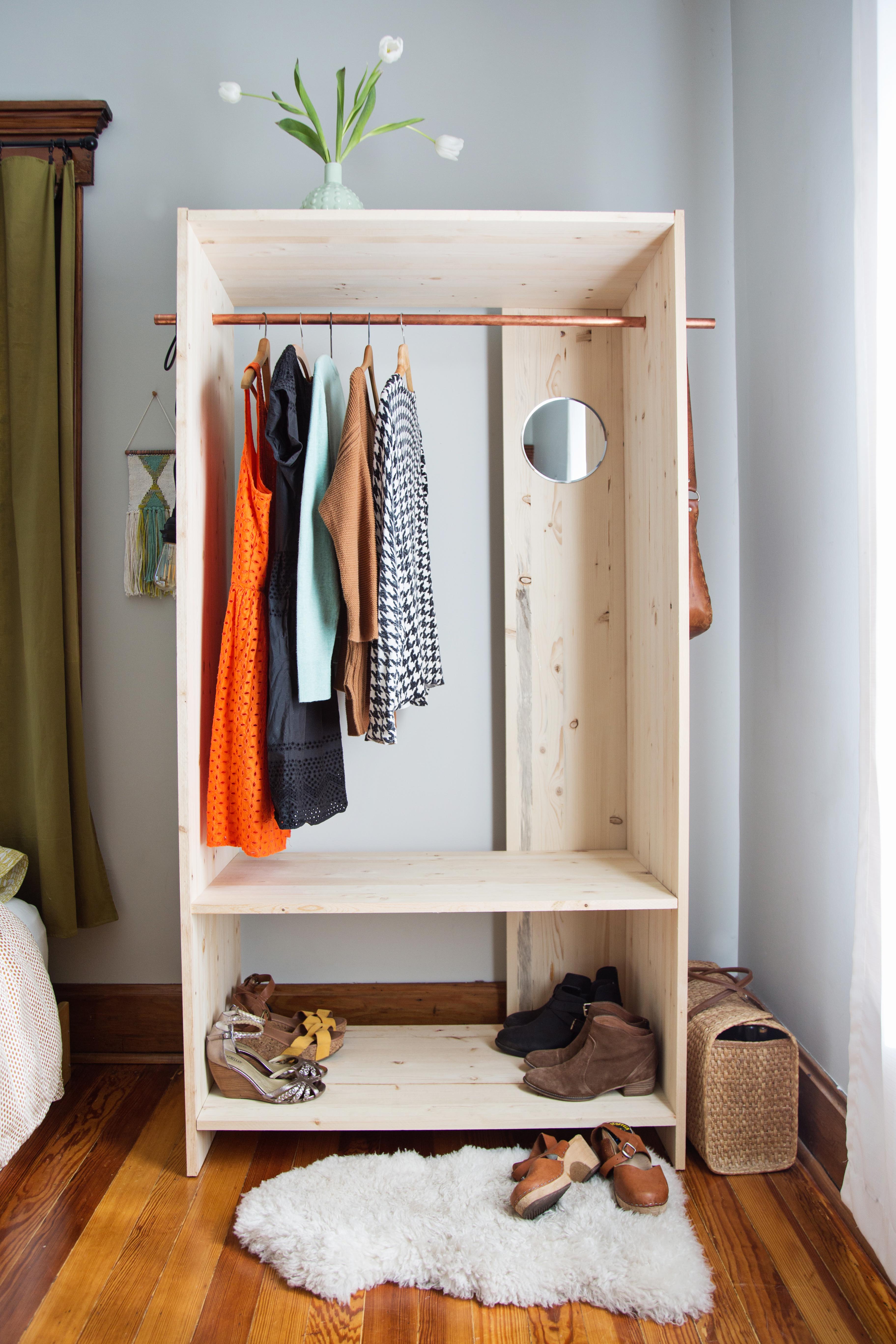 Diy modern wooden wardrobe with copper details  1