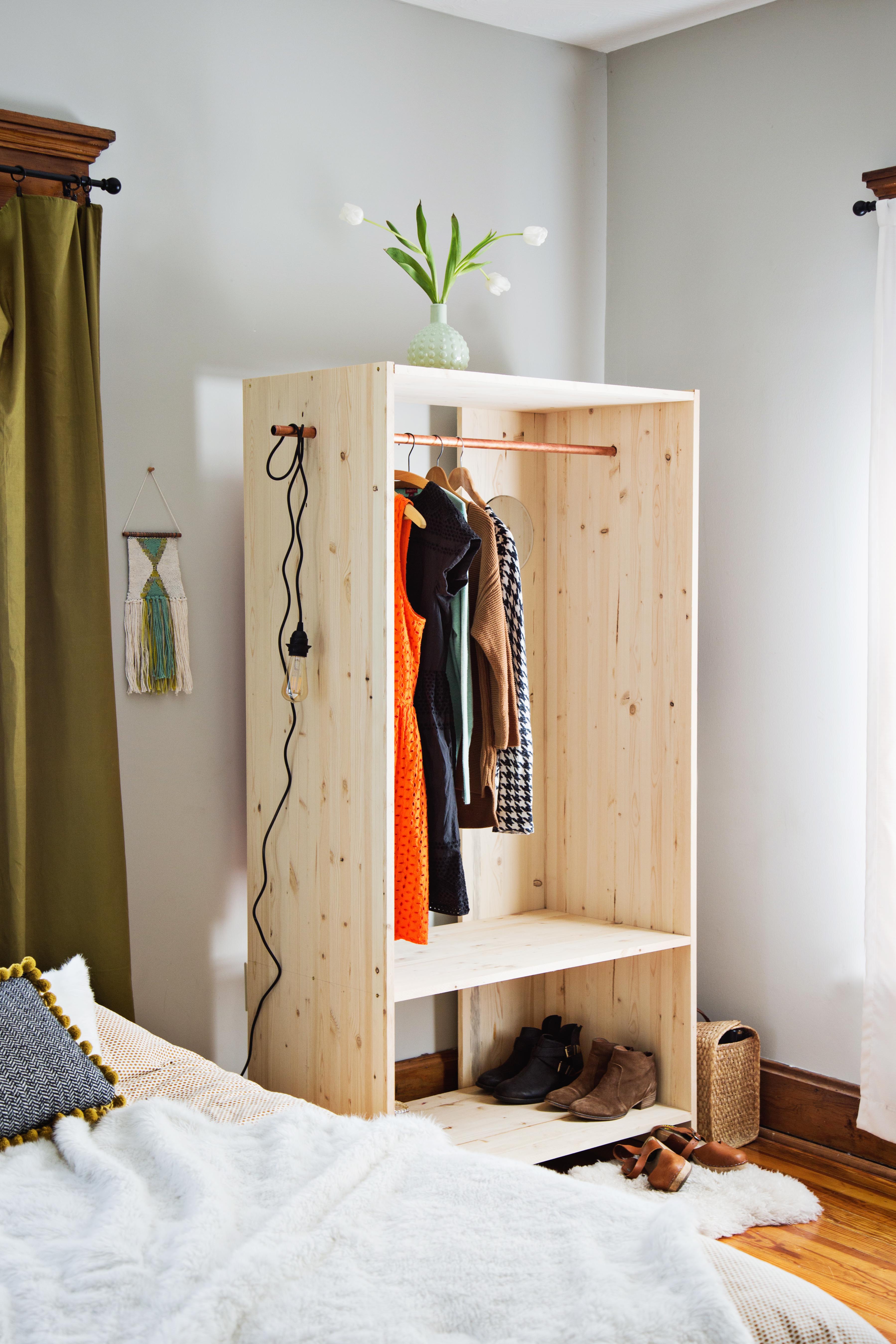 Diy modern wooden wardrobe with copper details  2