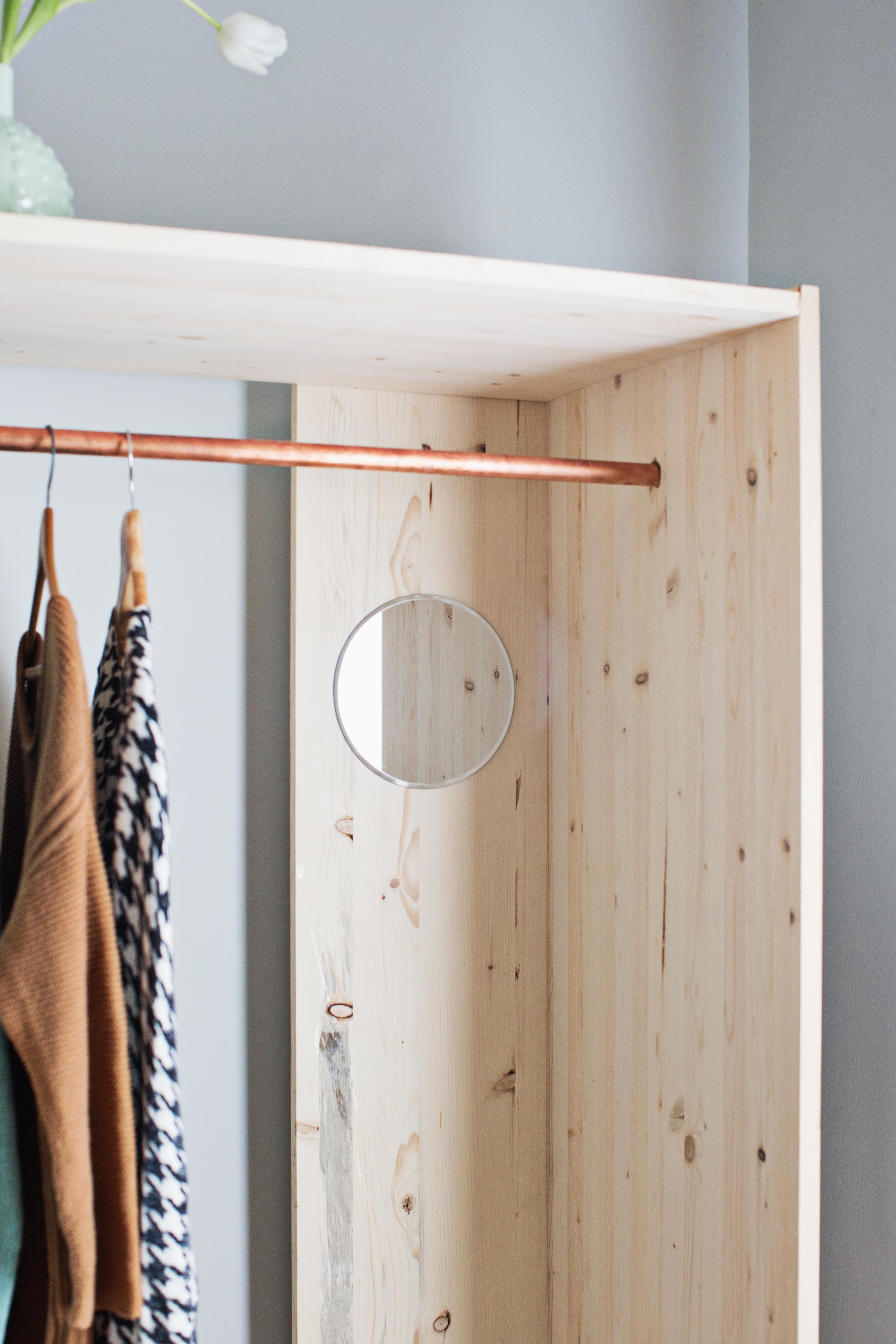 Diy modern wooden wardrobe with copper details  4