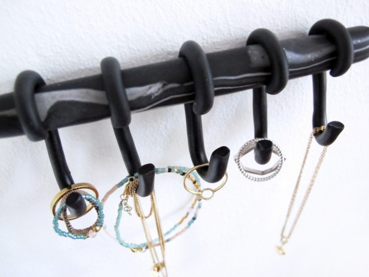 DIY Polymer Clay Jewelry Holder With Hooks