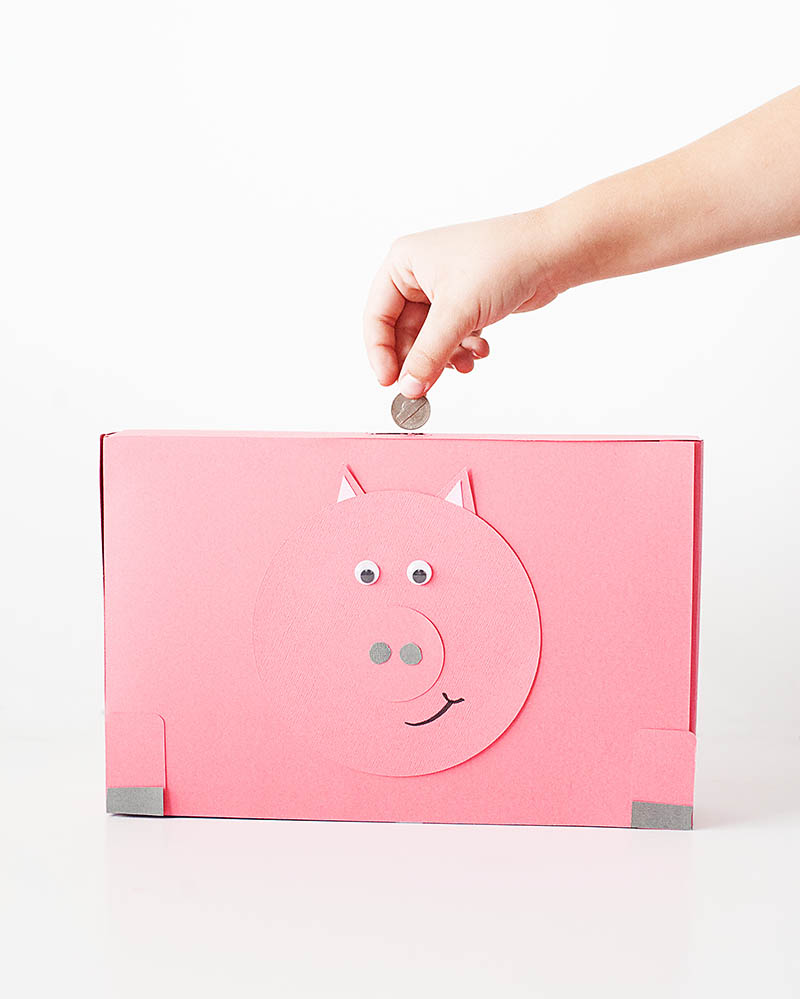 DIY cereal box piggy bank