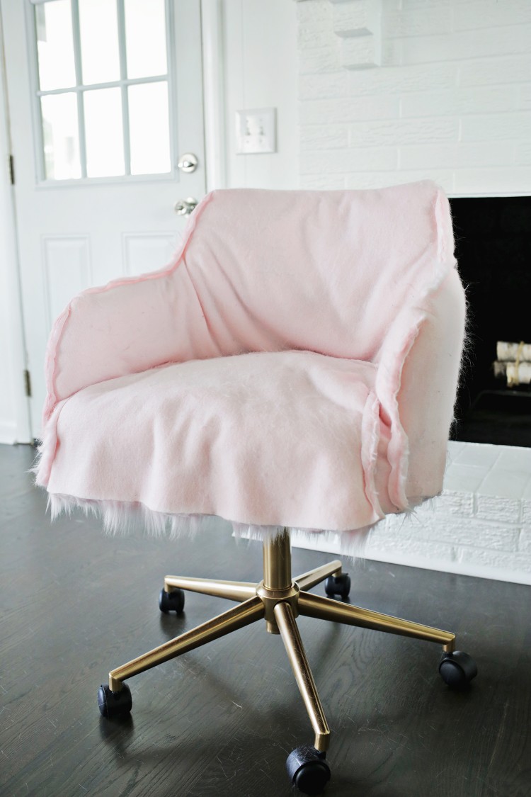 Glam DIY Office Chair Makeover With Faux Fur