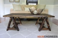 DIY vintage sawhorse coffee table