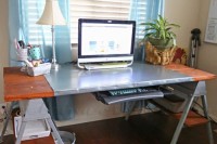 DIY industrial sawhorse desk