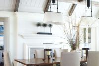barnwood and white coffered ceiling for a dining room