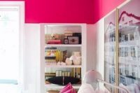 bold pink living room ceiling