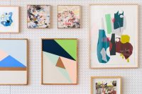 colorful geometric gallery wall