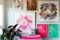 colorful watercolor gallery wall