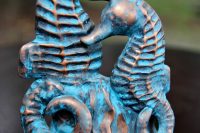 DIY patina copper seahorse statue