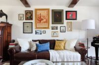 gallery wall with different vintage frames