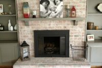 How to whitewash a brick fireplace