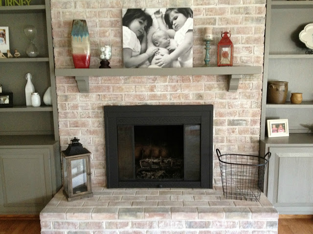 How to whitewash a brick fireplace
