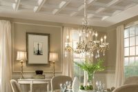 pastel coffered ceiling in the dining room
