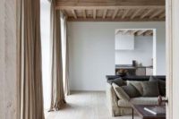smooth yet rustic wooden ceiling with beams