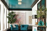 turquoise entryway ceiling