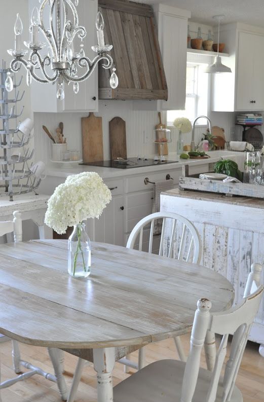 distressed and whitewashed kitchen furniture