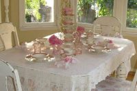 06 pink and white shabby chic dining zone
