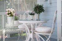 14 French-styled shabby wooden dining set