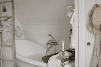 16 white shabby chic bathroom with a claw foot tub
