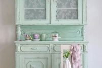 17 mint shabby tableware and dishes cabinet