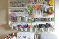 18 pegboard with shelves and buckets