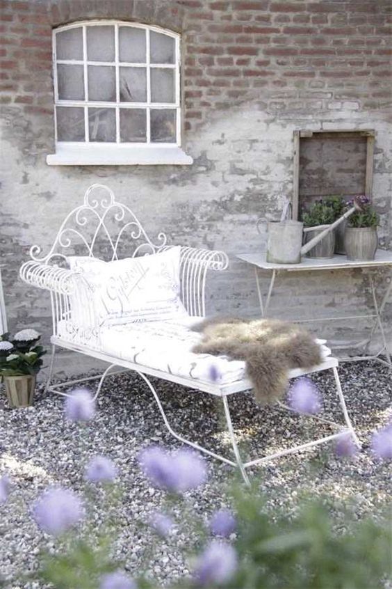 white forged shabby chic lounger