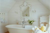 19 whitewashed wood clad shabby bathroom