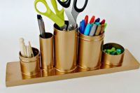 20 copper tin cans for pens and scissors