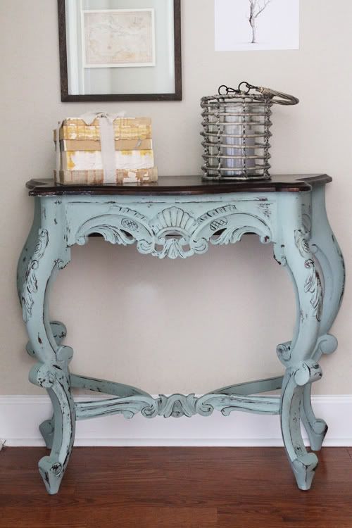 refined patina console table