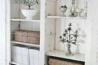 20 whitewashed shabby chic shelving cabinet