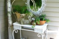 23 shabby chic bust, whitewashed woven framed mirror