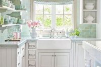 31 whitewashed and mint green shabby chic kitchen decor