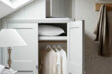 a practical small bedroom with a wardrobe
