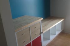 Built-in bench with storage and wooden top (perfect solution for a mudroom)