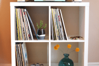 DIY vinyl record shelf from Kallax