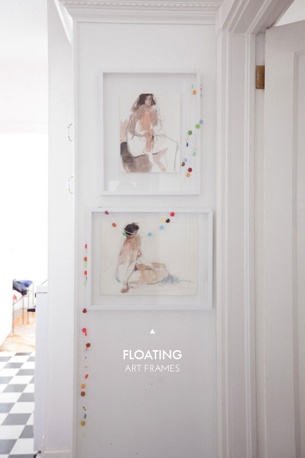 DIY floating frame with white edging (via ohhappyday)
