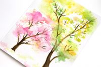 DIY spring trees watercolor art