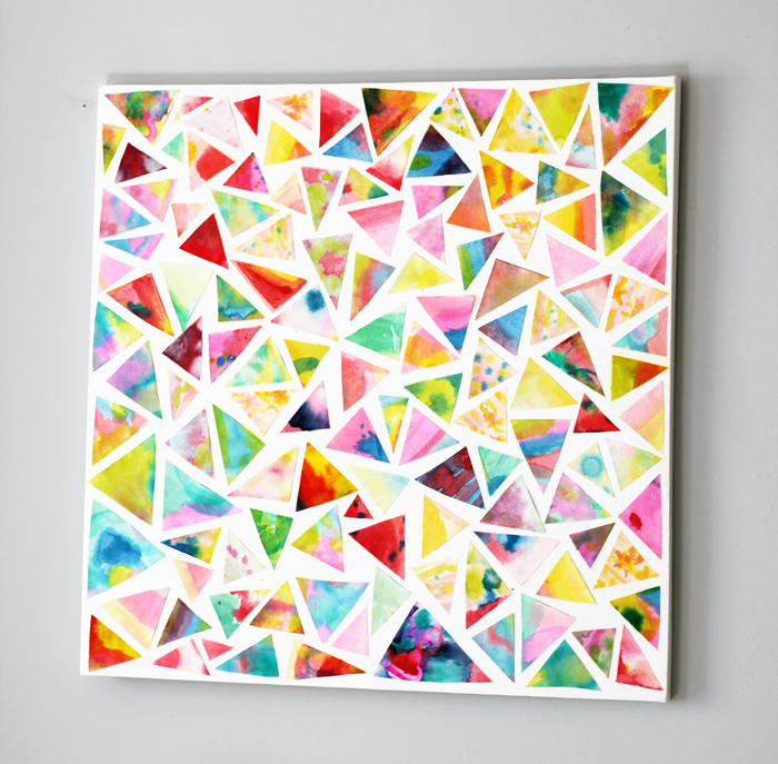 DIY geometric watercolor wall art (via katebullen)