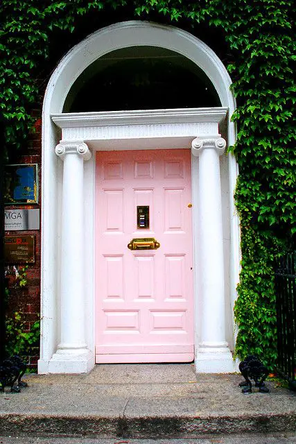 blush wooden front door