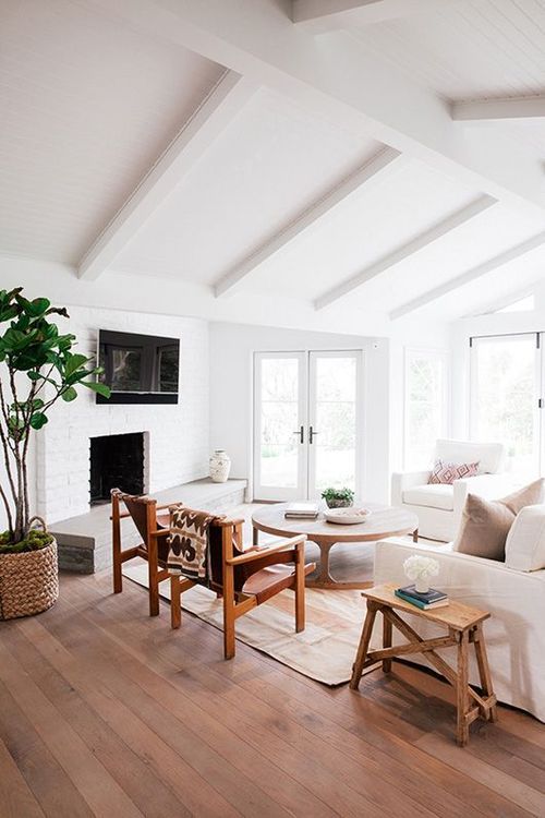 mid-century modern attic living room