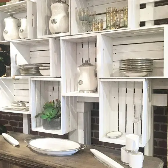 white wooden crates to display things