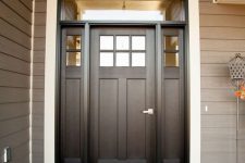 10 black stained front door with sidelights