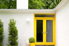 14 yellow glass front doors