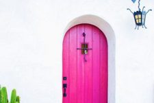 15 bright pink wooden door