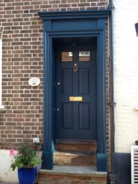 dark blue front door