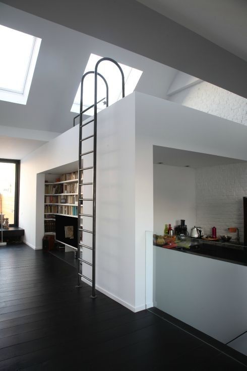 metal ladder to the loft bedroom