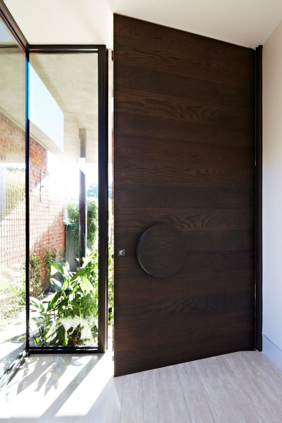 minimalist wood and glass doors