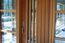 17 modern wood front door with vertical glass panes